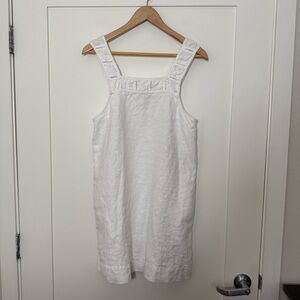 Madewell Embroidered Tank Mini Dress Womens Sz 8 White Linen Square Neck Eyelet